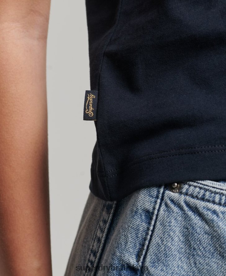 Superdry ženy vintage logo čiapka rukáv tričko 6B4ZTR2656 oblečenie námorníctvo