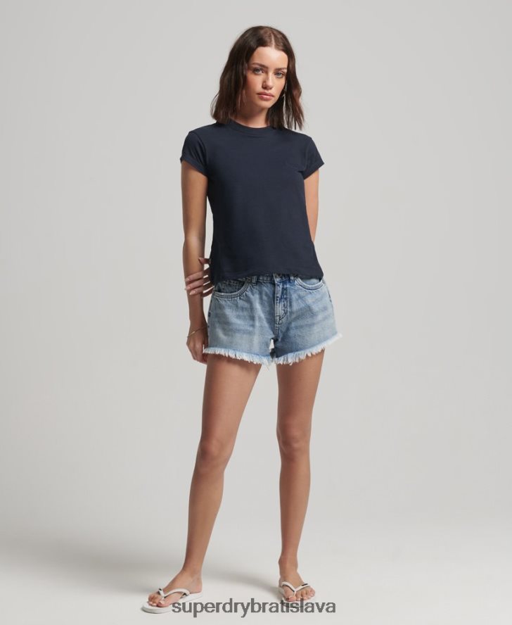 Superdry ženy vintage logo čiapka rukáv tričko 6B4ZTR2656 oblečenie námorníctvo