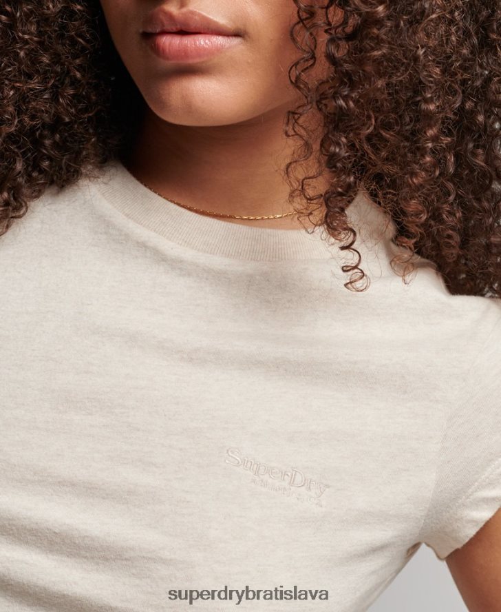 Superdry ženy vintage logo čiapka rukáv tričko 6B4ZTR2681 oblečenie béžová