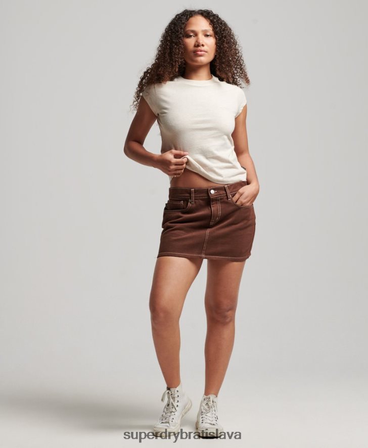 Superdry ženy vintage logo čiapka rukáv tričko 6B4ZTR2681 oblečenie béžová