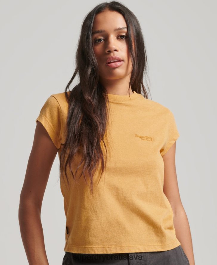 Superdry ženy vintage logo čiapka rukáv tričko 6B4ZTR2750 oblečenie žltá