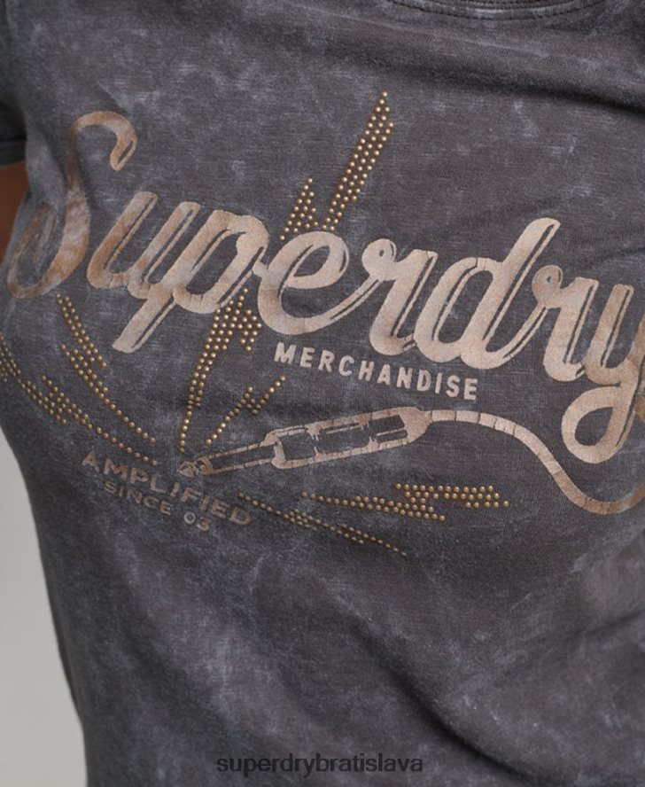 Superdry ženy vintage merch store úzke tričko 6B4ZTR2708 oblečenie čierna