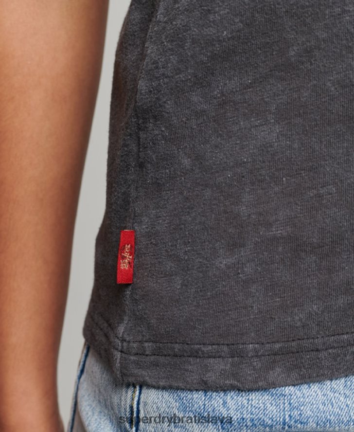 Superdry ženy vintage merch store úzke tričko 6B4ZTR2708 oblečenie čierna