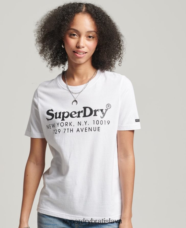 Superdry ženy vintage miesto záujmu tričko 6B4ZTR6202 oblečenie biely
