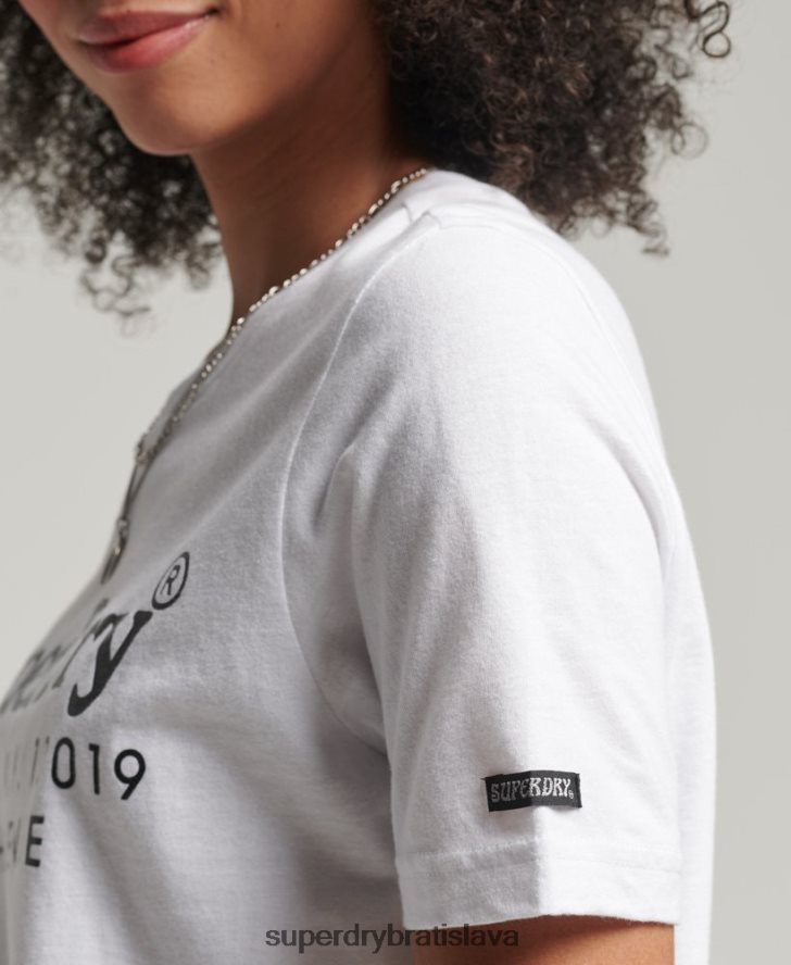 Superdry ženy vintage miesto záujmu tričko 6B4ZTR6202 oblečenie biely