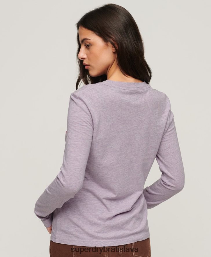 Superdry ženy vintage nostalgický top s dlhým rukávom 6B4ZTR2885 oblečenie Fialová