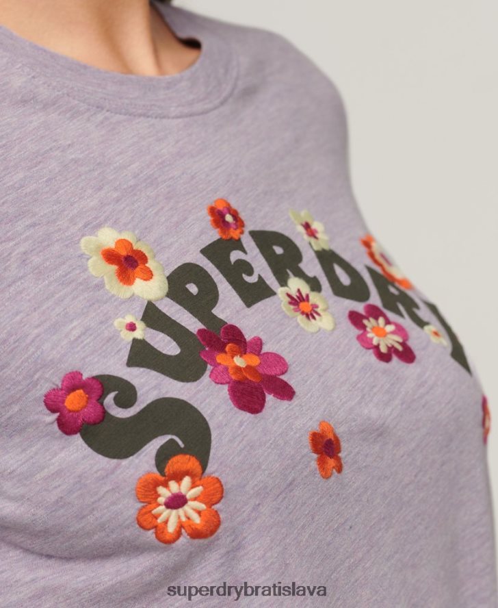 Superdry ženy vintage nostalgický top s dlhým rukávom 6B4ZTR2885 oblečenie Fialová