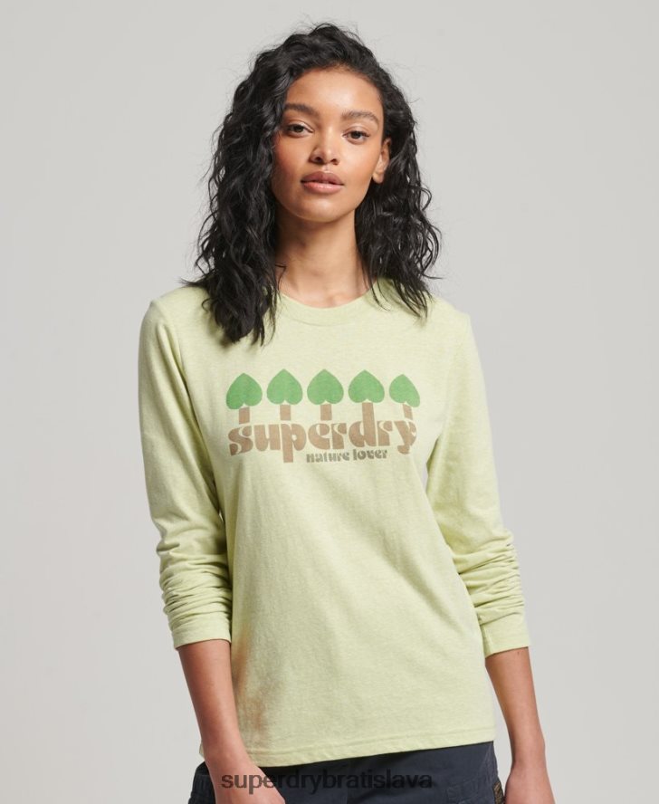 Superdry ženy vintage nostalgický top s dlhým rukávom 6B4ZTR2987 oblečenie zelená