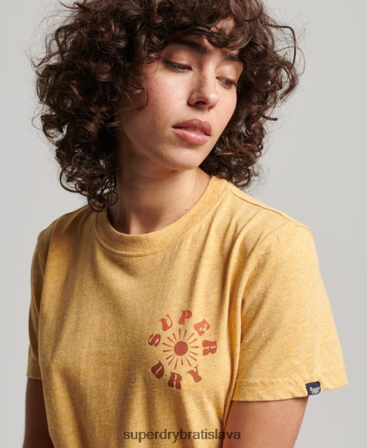 Superdry ženy vintage nostalgické tričko 6B4ZTR2666 oblečenie žltá