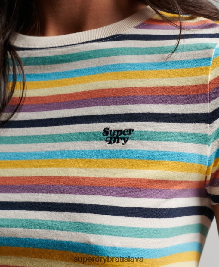Superdry ženy vintage prúžkované crop tričko 6B4ZTR2738 oblečenie žltá