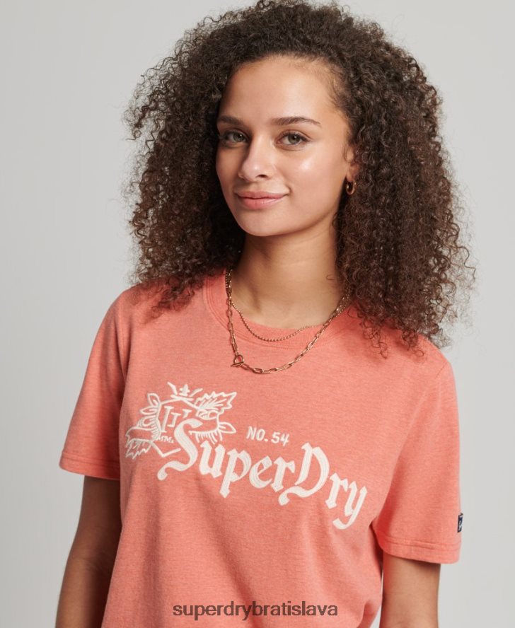 Superdry ženy vintage pride in craft tričko 6B4ZTR2725 oblečenie koralový