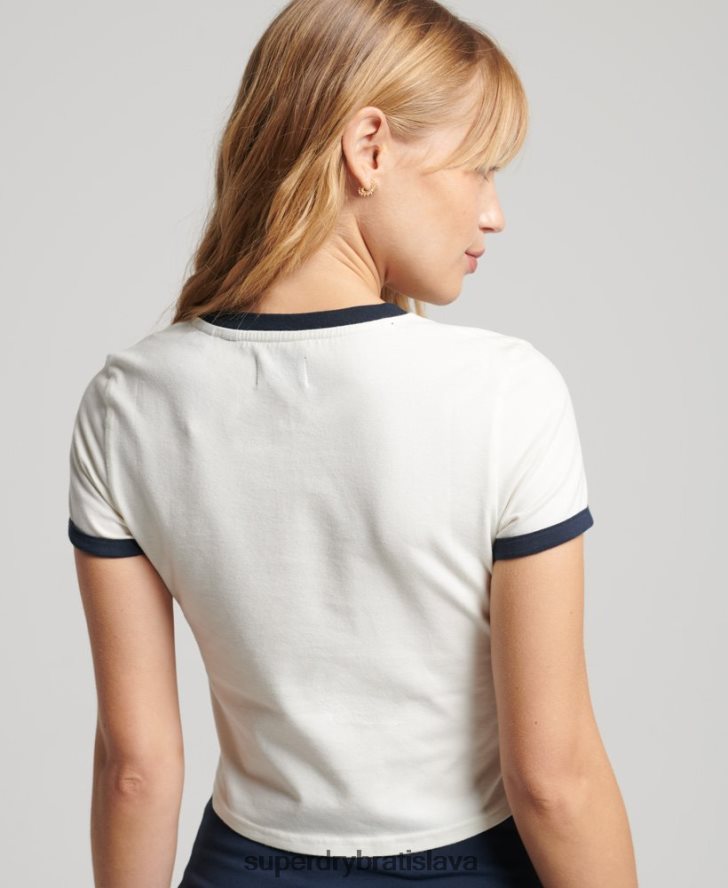 Superdry ženy vintage ringer drobné tričko 6B4ZTR2817 oblečenie biely
