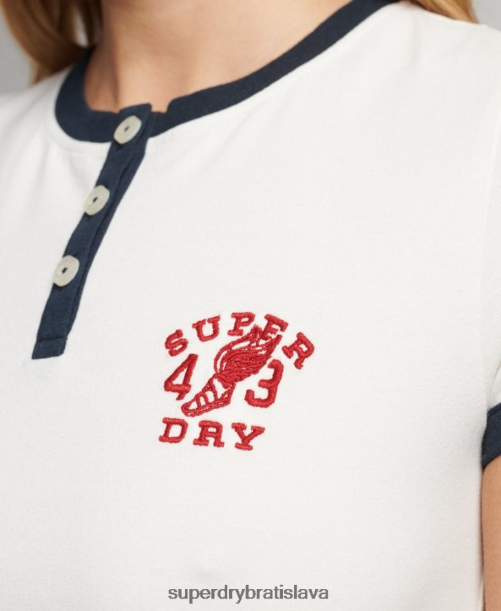 Superdry ženy vintage ringer drobné tričko 6B4ZTR2817 oblečenie biely