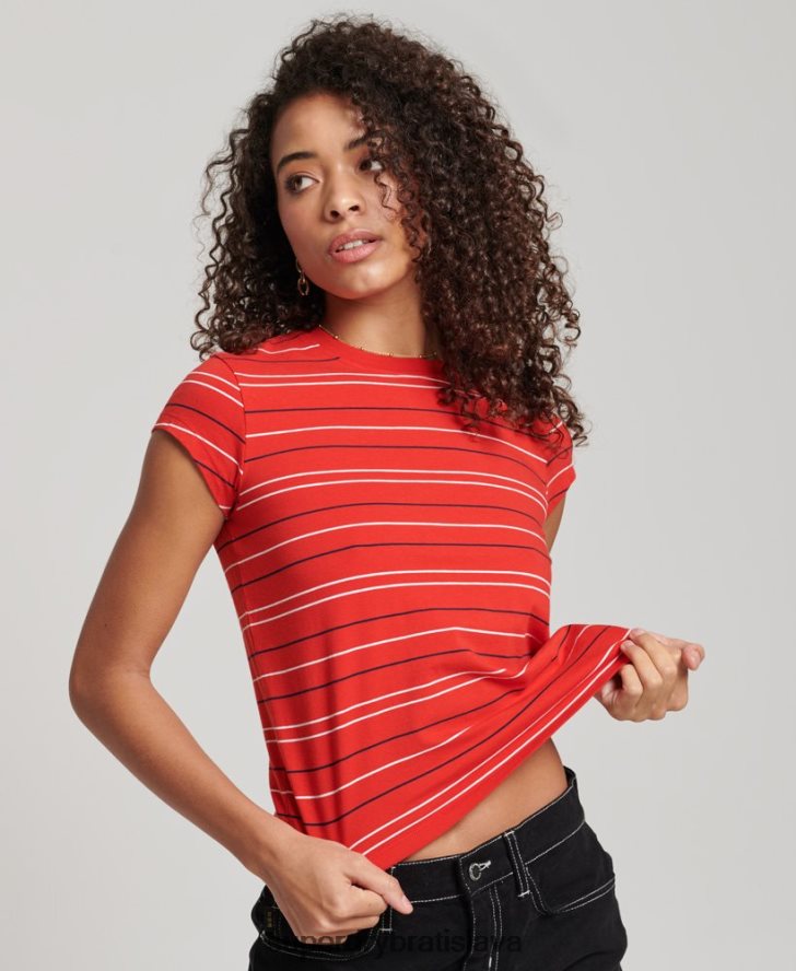Superdry ženy vintage skrátené tričko 6B4ZTR6195 oblečenie červená