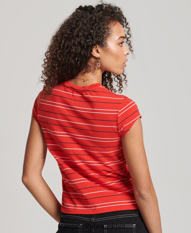 Superdry ženy vintage skrátené tričko 6B4ZTR6195 oblečenie červená
