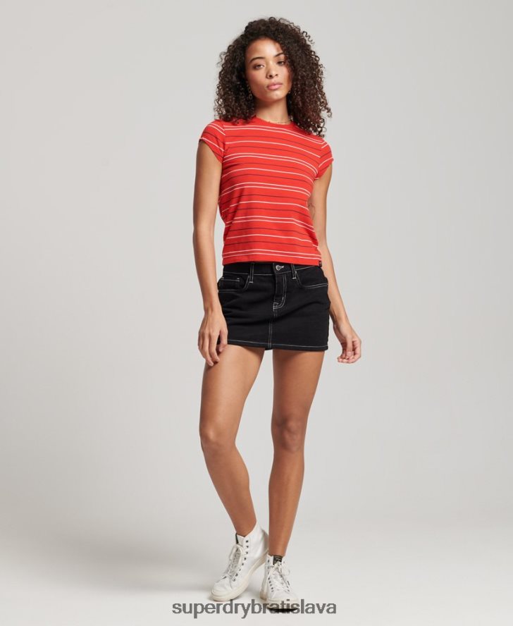 Superdry ženy vintage skrátené tričko 6B4ZTR6195 oblečenie červená