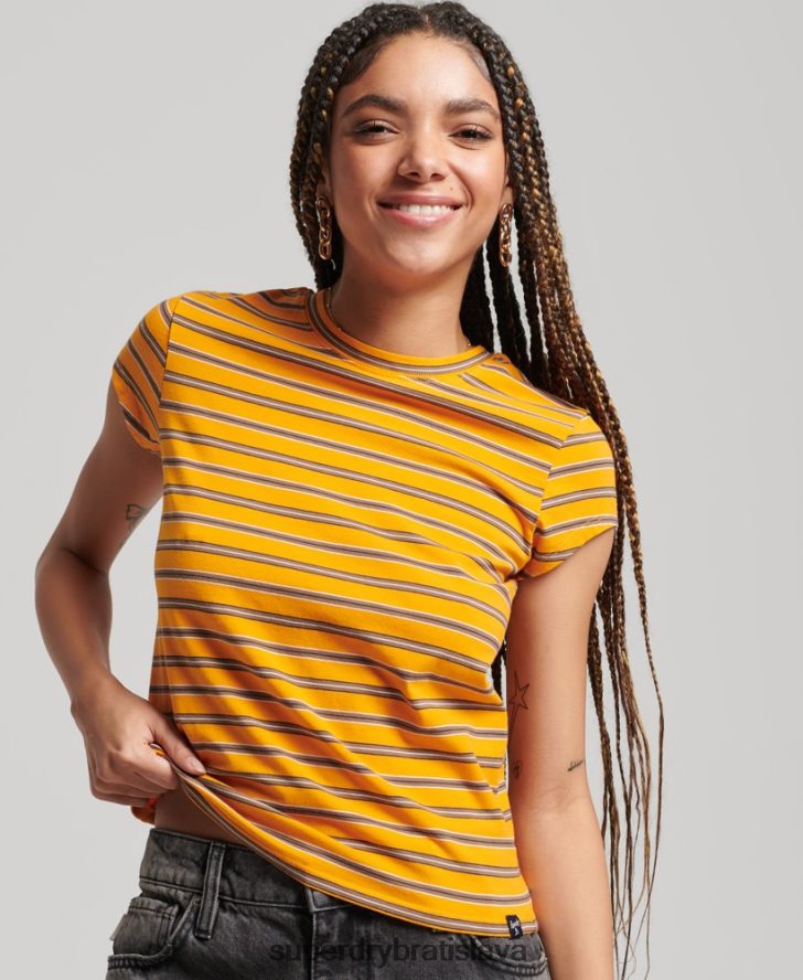 Superdry ženy vintage skrátené tričko 6B4ZTR6252 oblečenie zlato
