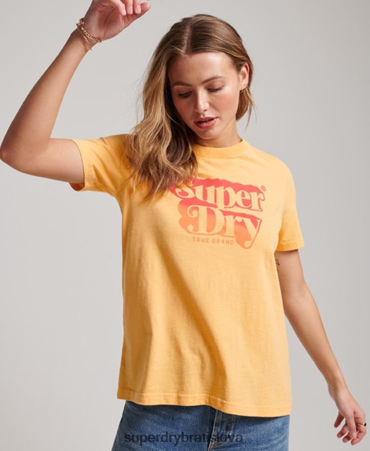 Superdry ženy vintage tieňové tričko 6B4ZTR2267 oblečenie žltá