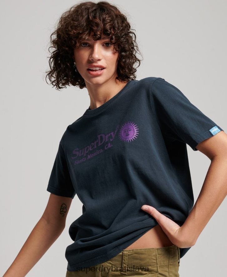 Superdry ženy vintage tričko 6B4ZTR2196 oblečenie námorníctvo