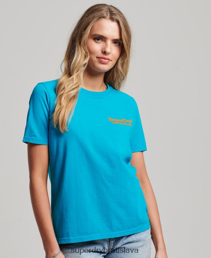 Superdry ženy vintage tričko 6B4ZTR2255 oblečenie Modrá