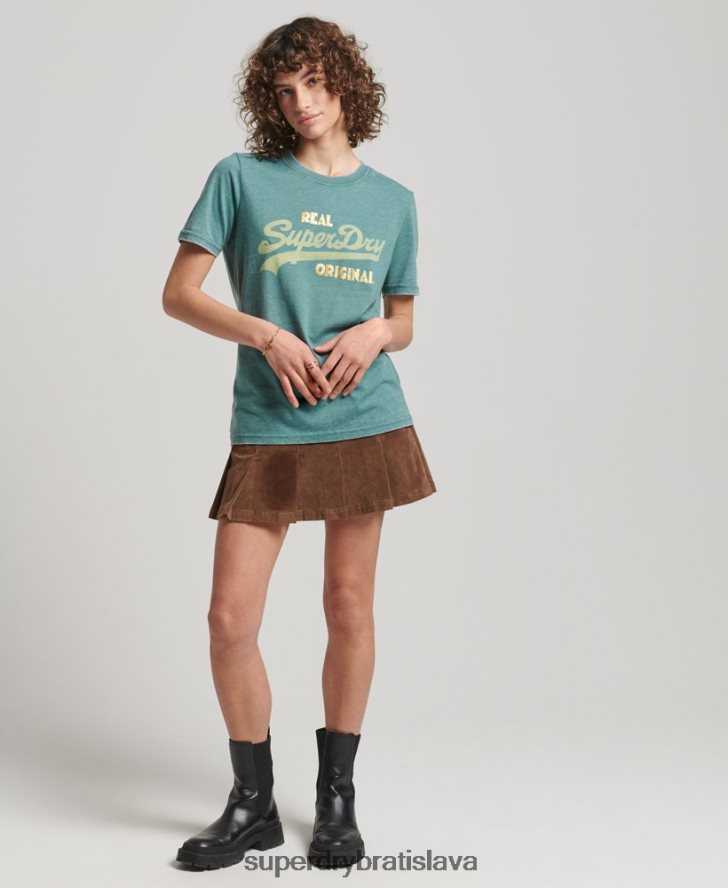 Superdry ženy vintage tričko s logom burnout 6B4ZTR2118 oblečenie zelená