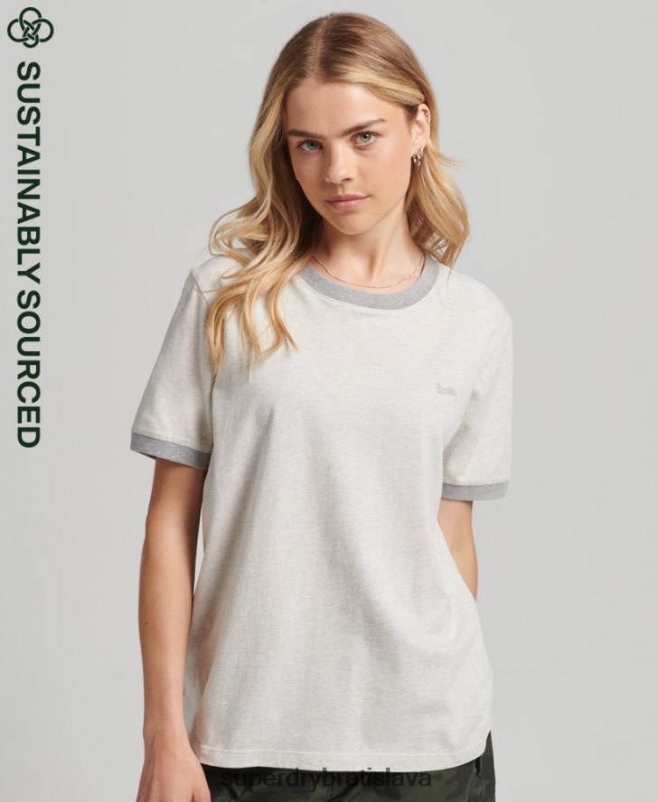 Superdry ženy vintage tričko s logom ringer z organickej bavlny 6B4ZTR6196 oblečenie svetlo šedá