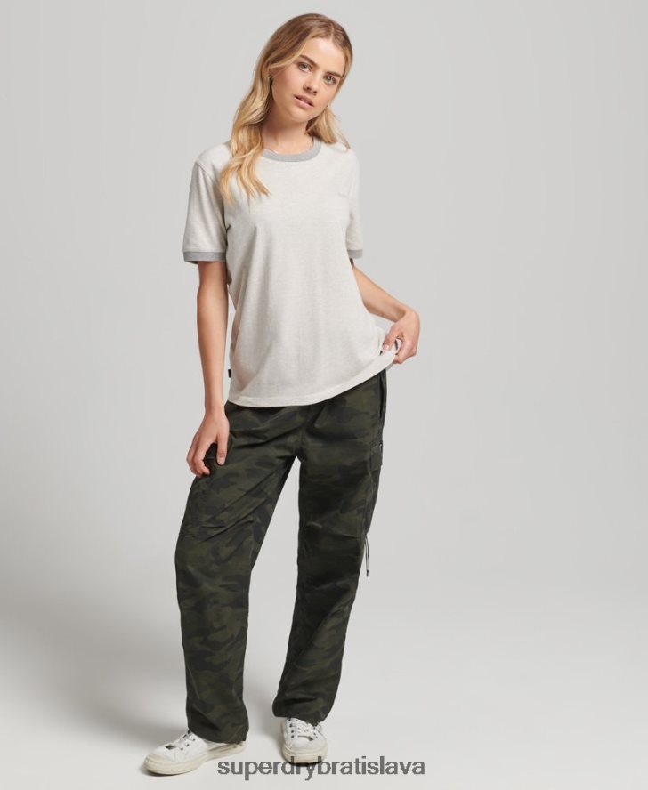 Superdry ženy vintage tričko s logom ringer z organickej bavlny 6B4ZTR6196 oblečenie svetlo šedá