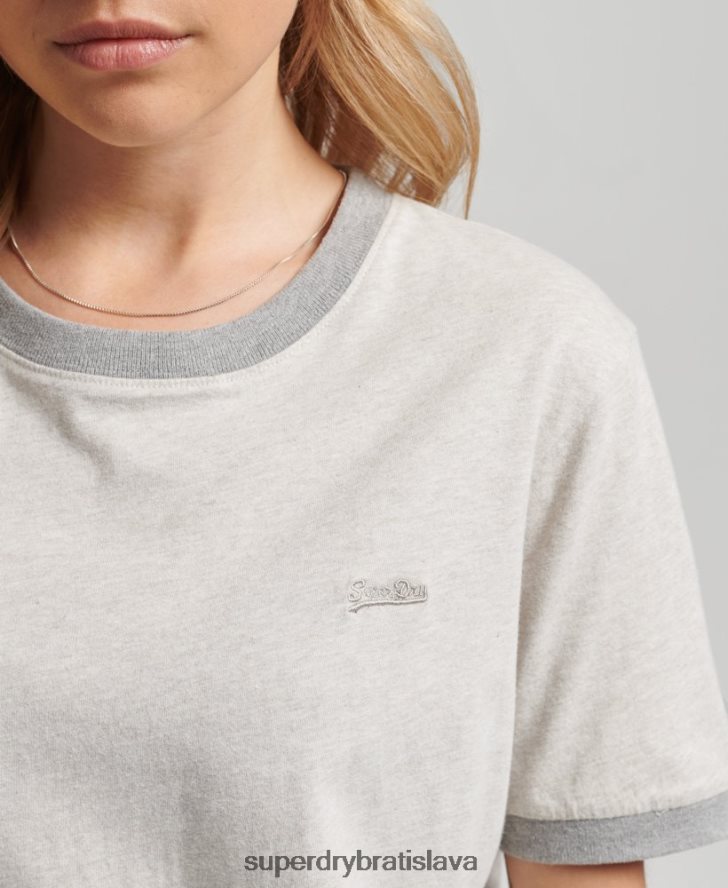 Superdry ženy vintage tričko s logom ringer z organickej bavlny 6B4ZTR6196 oblečenie svetlo šedá