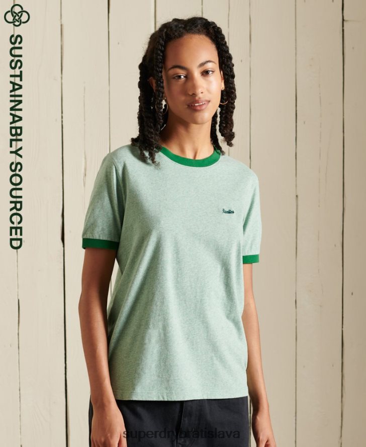 Superdry ženy vintage tričko s logom ringer z organickej bavlny 6B4ZTR6282 oblečenie zelená
