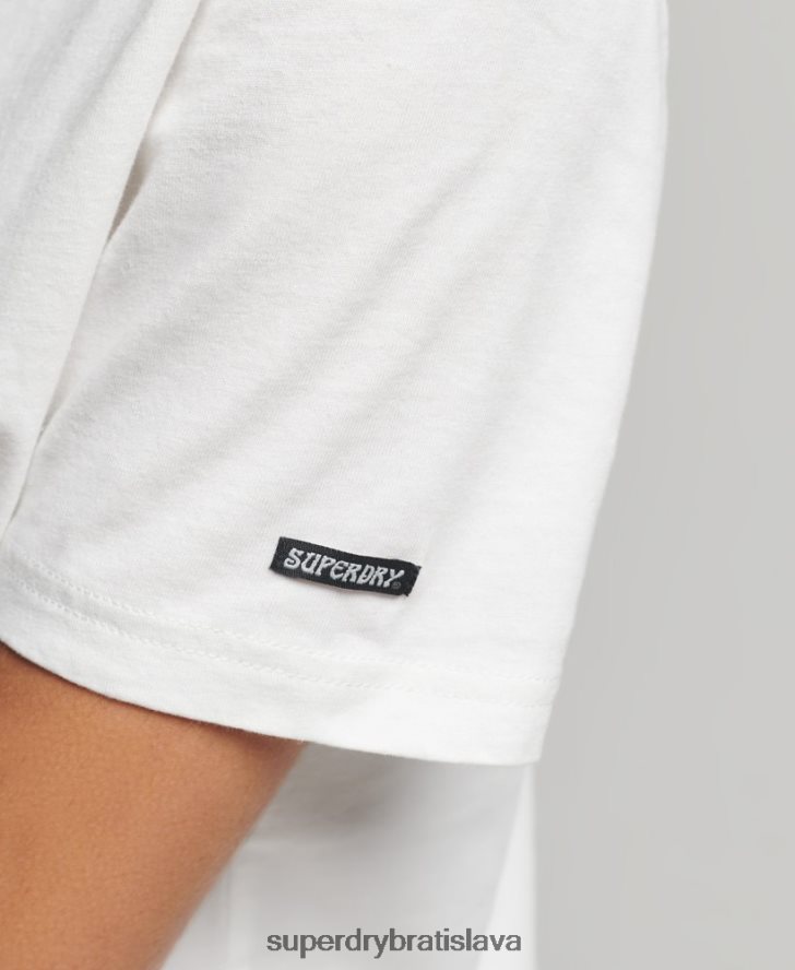 Superdry ženy vintage tričko s prekračovaním línií 6B4ZTR2812 oblečenie krém