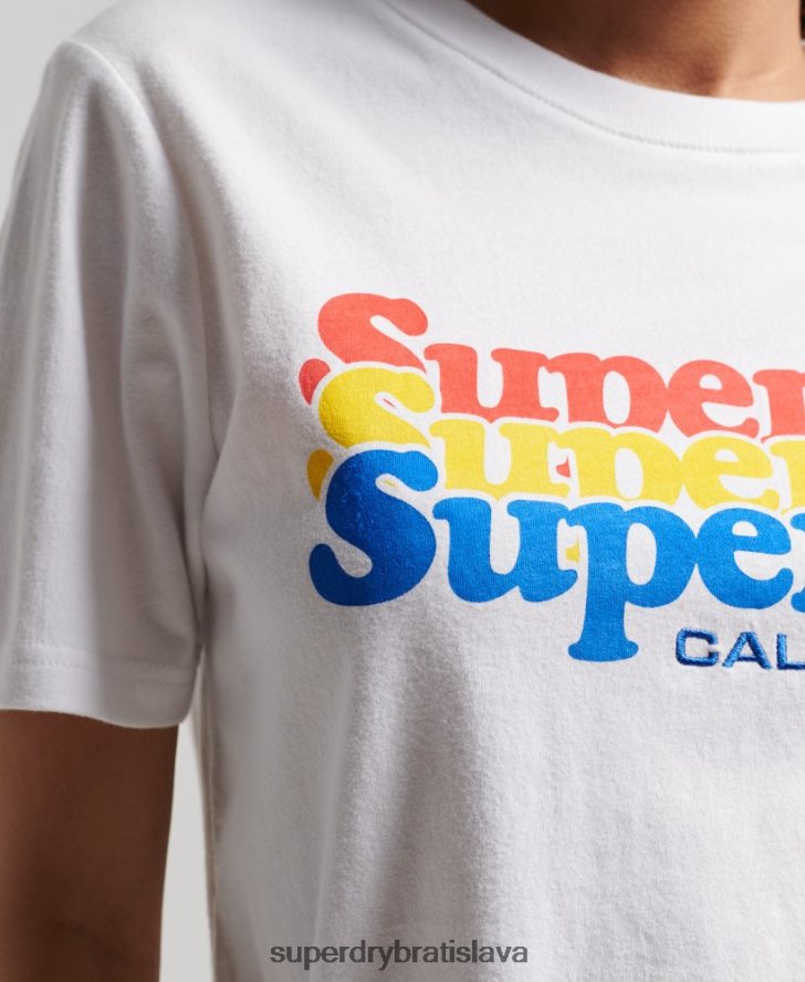 Superdry ženy vintage tričko s výplňou 6B4ZTR2225 oblečenie biely