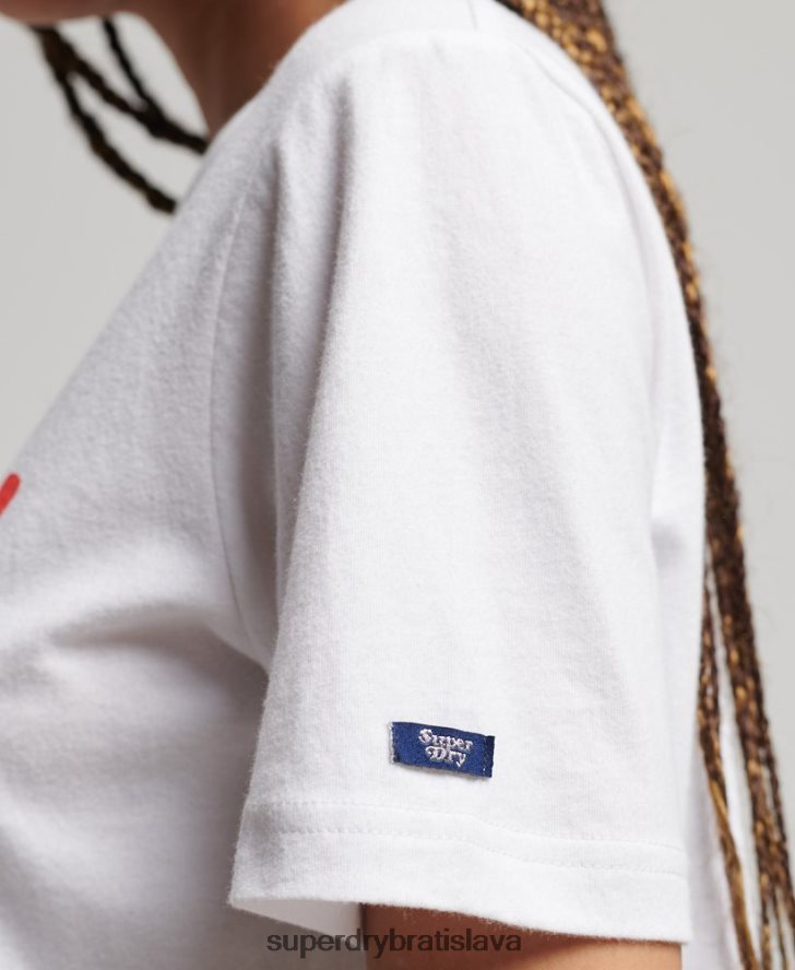 Superdry ženy vintage tričko s výplňou 6B4ZTR2225 oblečenie biely
