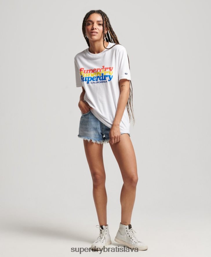 Superdry ženy vintage tričko s výplňou 6B4ZTR2225 oblečenie biely