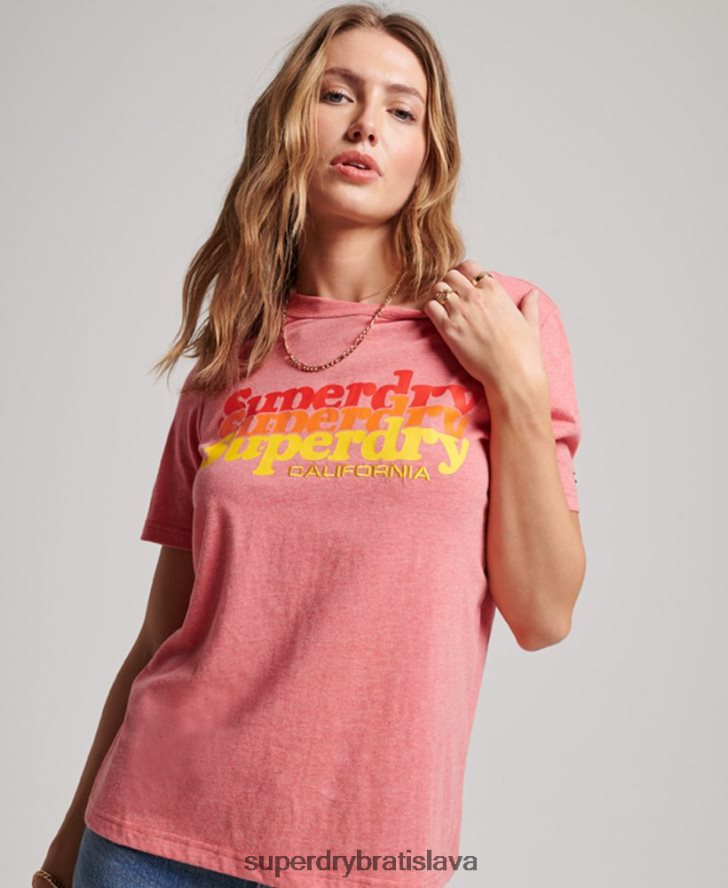 Superdry ženy vintage tričko s výplňou 6B4ZTR2672 oblečenie červená