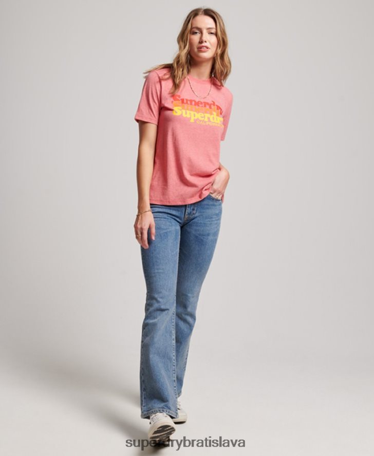 Superdry ženy vintage tričko s výplňou 6B4ZTR2672 oblečenie červená