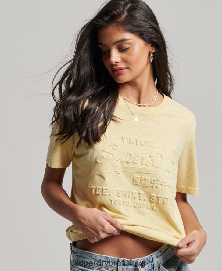 Superdry ženy vintage tričko s vyrazeným logom 6B4ZTR2279 oblečenie žltá