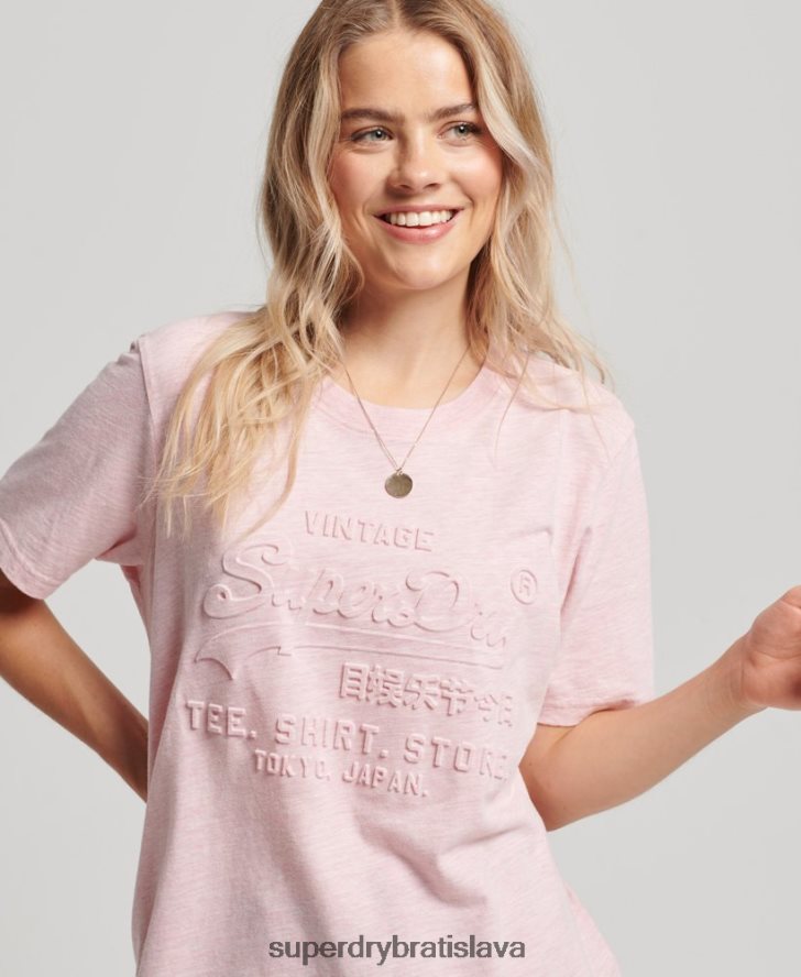 Superdry ženy vintage tričko s vyrazeným logom 6B4ZTR2647 oblečenie Ružová