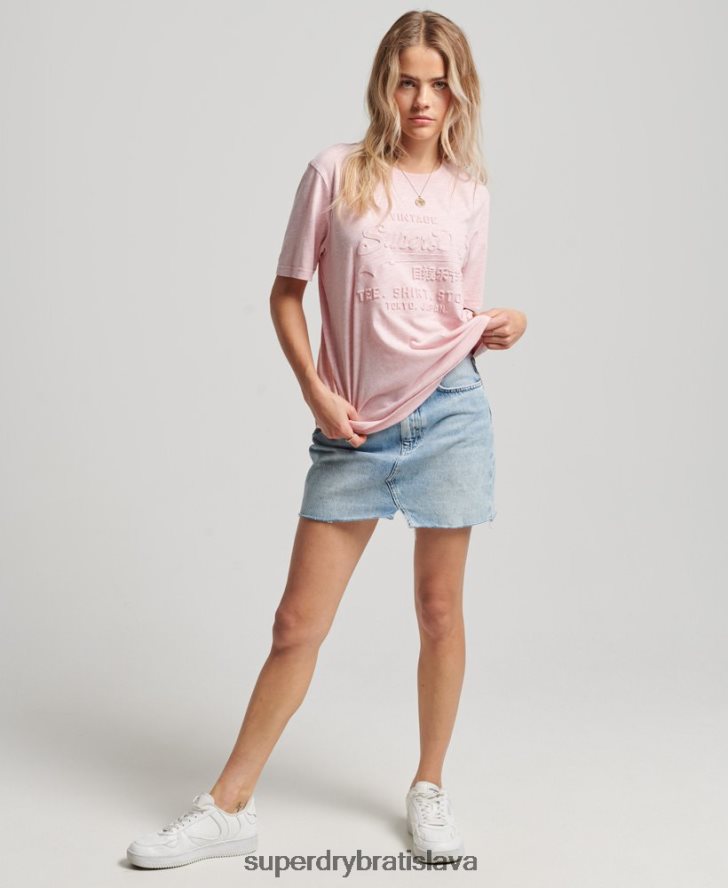 Superdry ženy vintage tričko s vyrazeným logom 6B4ZTR2647 oblečenie Ružová