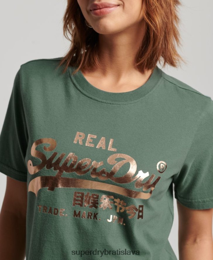 Superdry ženy vintage tričko zdobené logom 6B4ZTR2292 oblečenie zelená