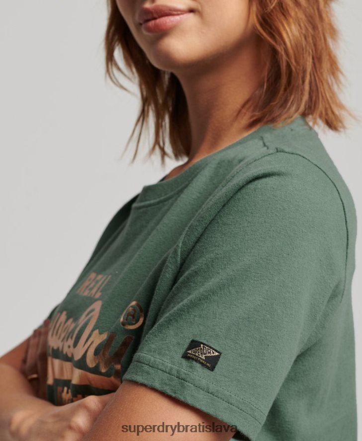 Superdry ženy vintage tričko zdobené logom 6B4ZTR2292 oblečenie zelená
