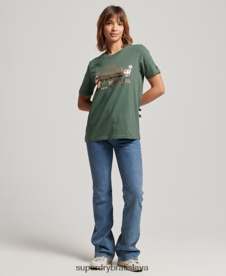 Superdry ženy vintage tričko zdobené logom 6B4ZTR2292 oblečenie zelená