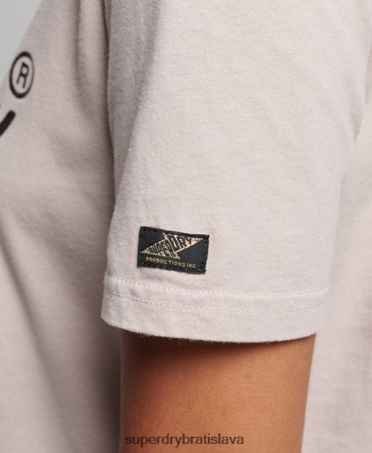 Superdry ženy vintage tričko zdobené logom 6B4ZTR2670 oblečenie béžová