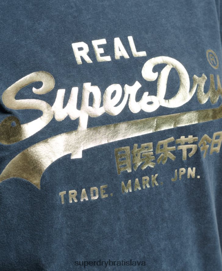 Superdry ženy vintage tričko zdobené logom 6B4ZTR2695 oblečenie námorníctvo
