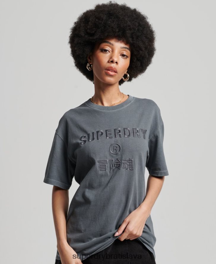 Superdry ženy voľné tričko s logom na odev 6B4ZTR2762 oblečenie čierna