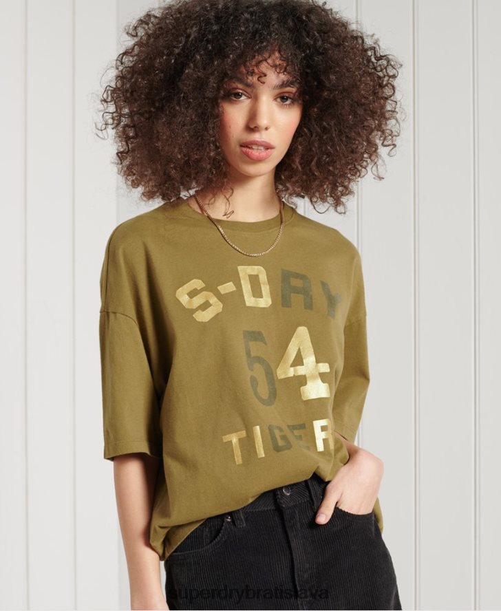 Superdry ženy vojenské rozprávkové boxy tričko 6B4ZTR2802 oblečenie zelená
