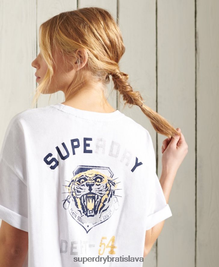 Superdry ženy vojenské rozprávkové boxy tričko 6B4ZTR2860 oblečenie biely