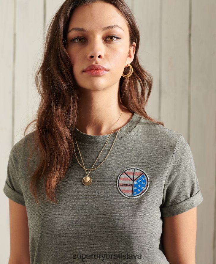 Superdry ženy vojenské výpravné tričko 6B4ZTR2769 oblečenie tmavošedý