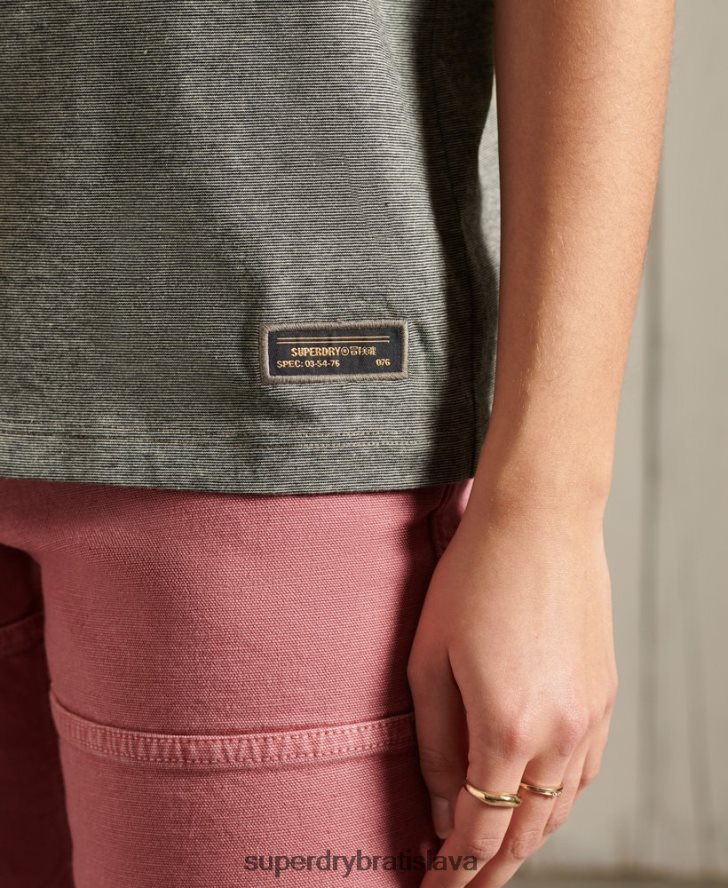 Superdry ženy vojenské výpravné tričko 6B4ZTR2769 oblečenie tmavošedý