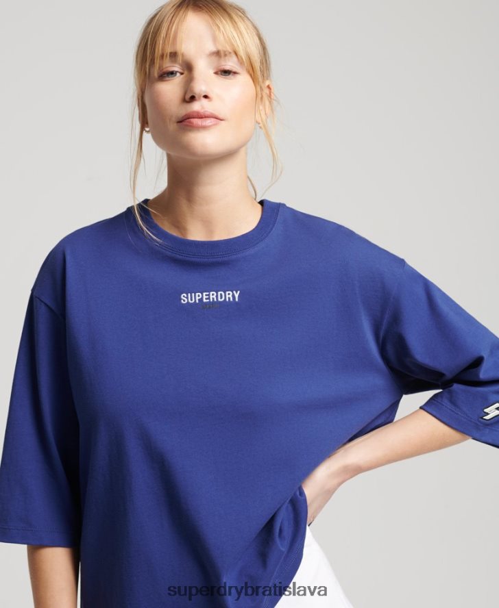 Superdry ženy vyšívané mikro logo boxy tričko 6B4ZTR2815 oblečenie námorníctvo