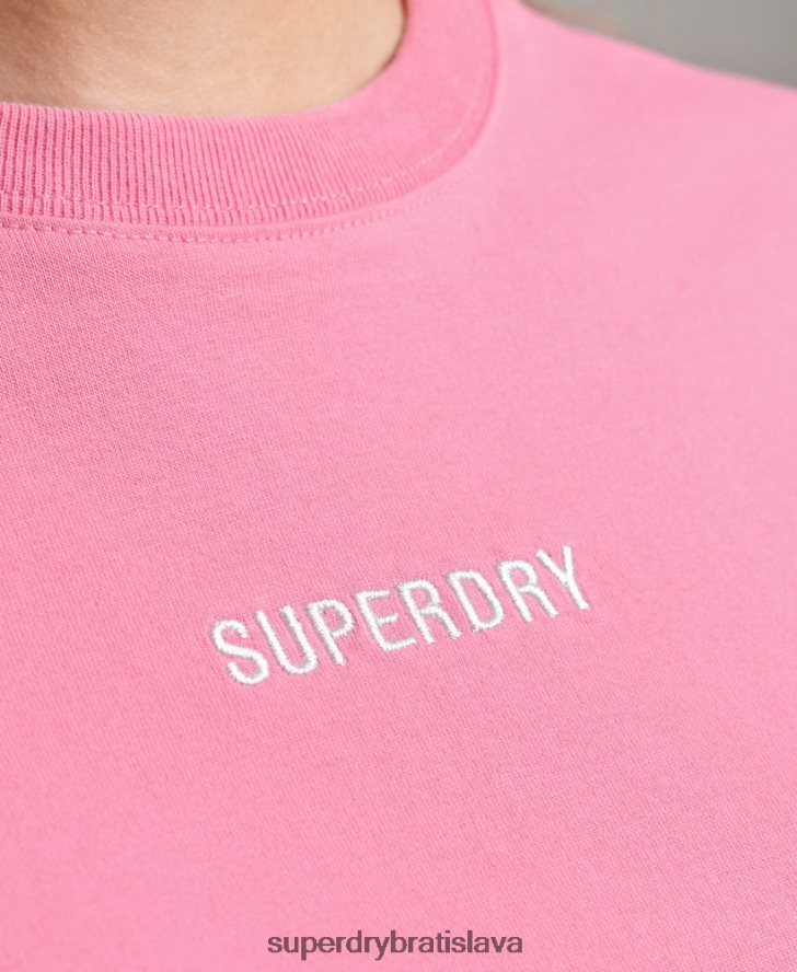 Superdry ženy vyšívané mikro logo boxy tričko 6B4ZTR6227 oblečenie Ružová